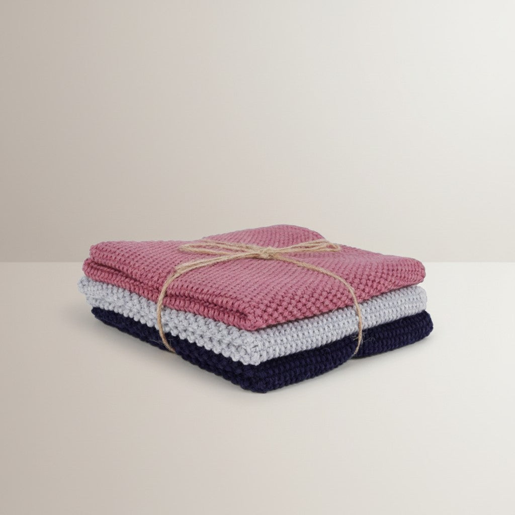 Dishcloth 3 pack Rose Grey Blue
