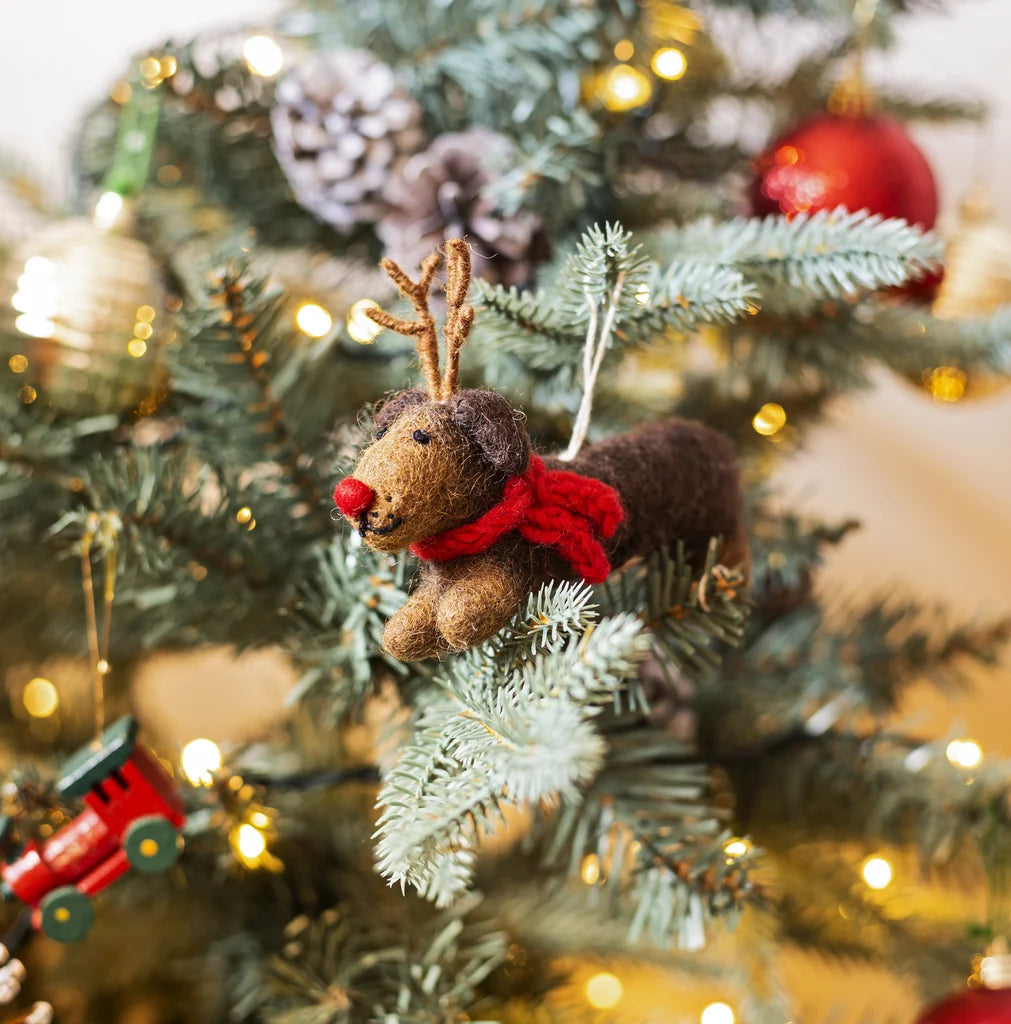 Felt Decoration - Sausage Dog with Antlers