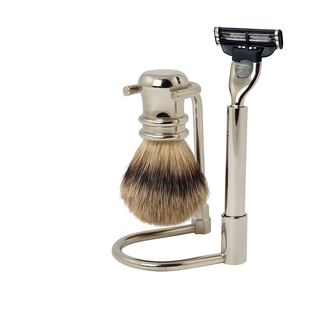 Shaving Set Silver Tipped badger Hair