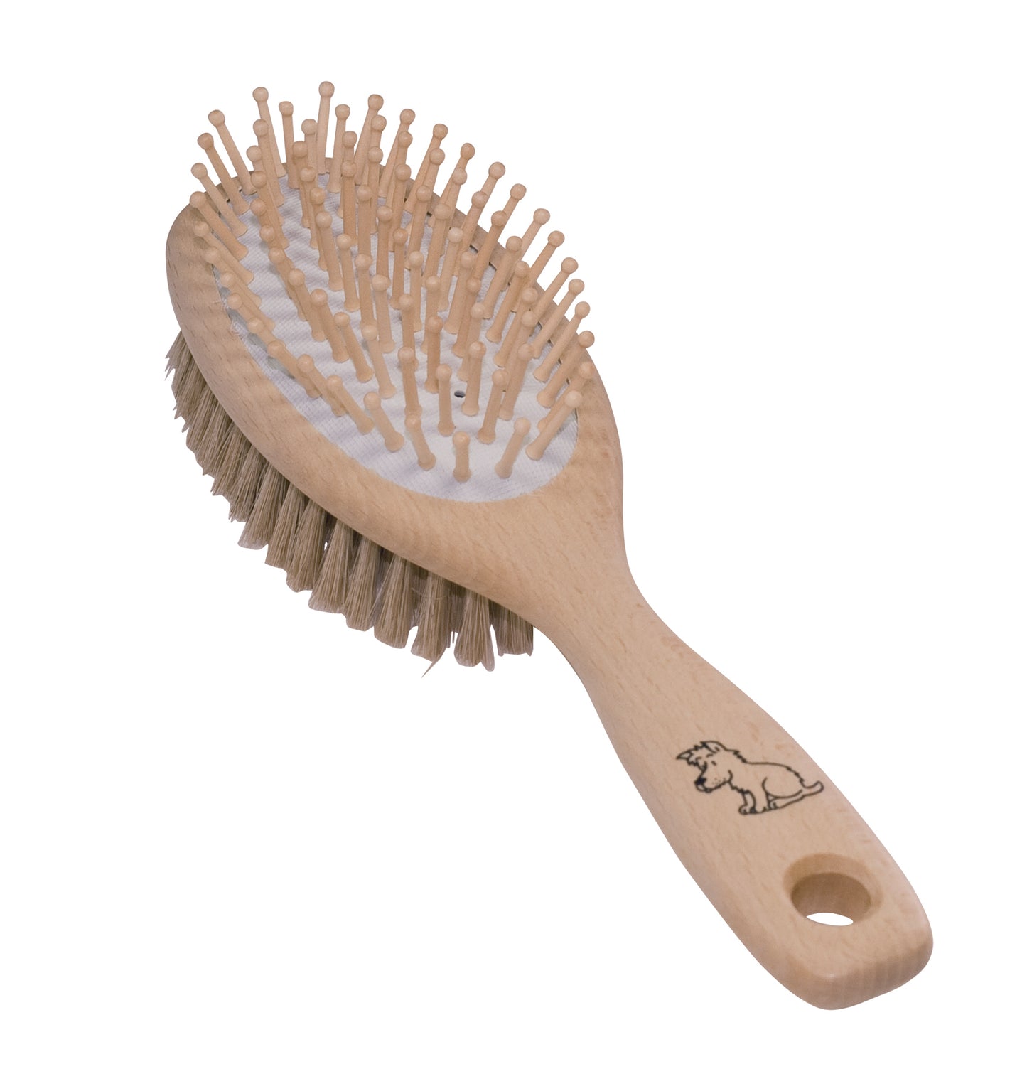Dog Brush - Double Sided with Bristle & Wooden Pins