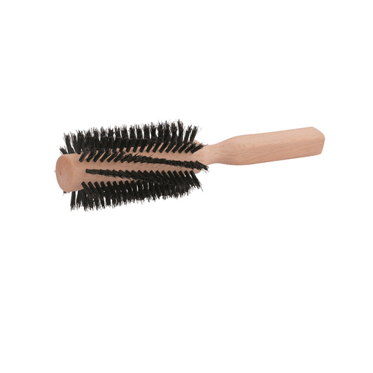 Beechwood Hairbrush, Wide Round with Black Bristle