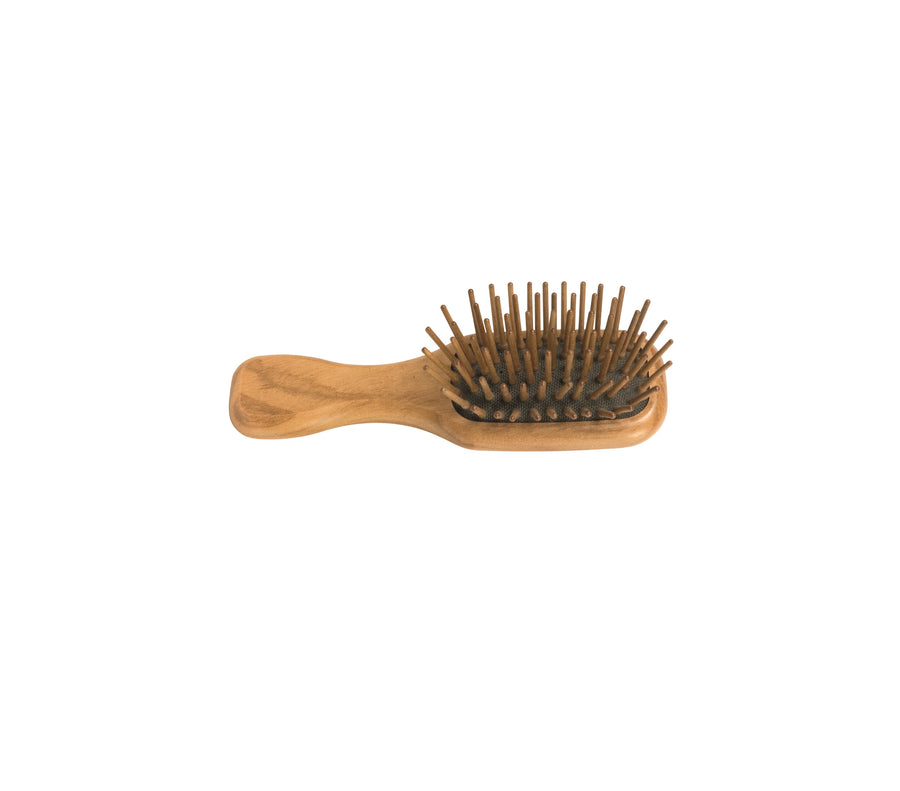 Olive Wood Hairbrush, Pocket-size, with Walnut Pins