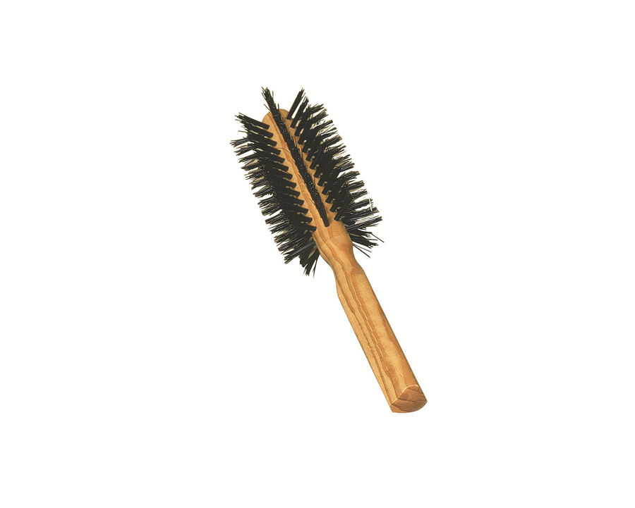 Wooden Hairbrush, Round, Olive Wood, Bristle