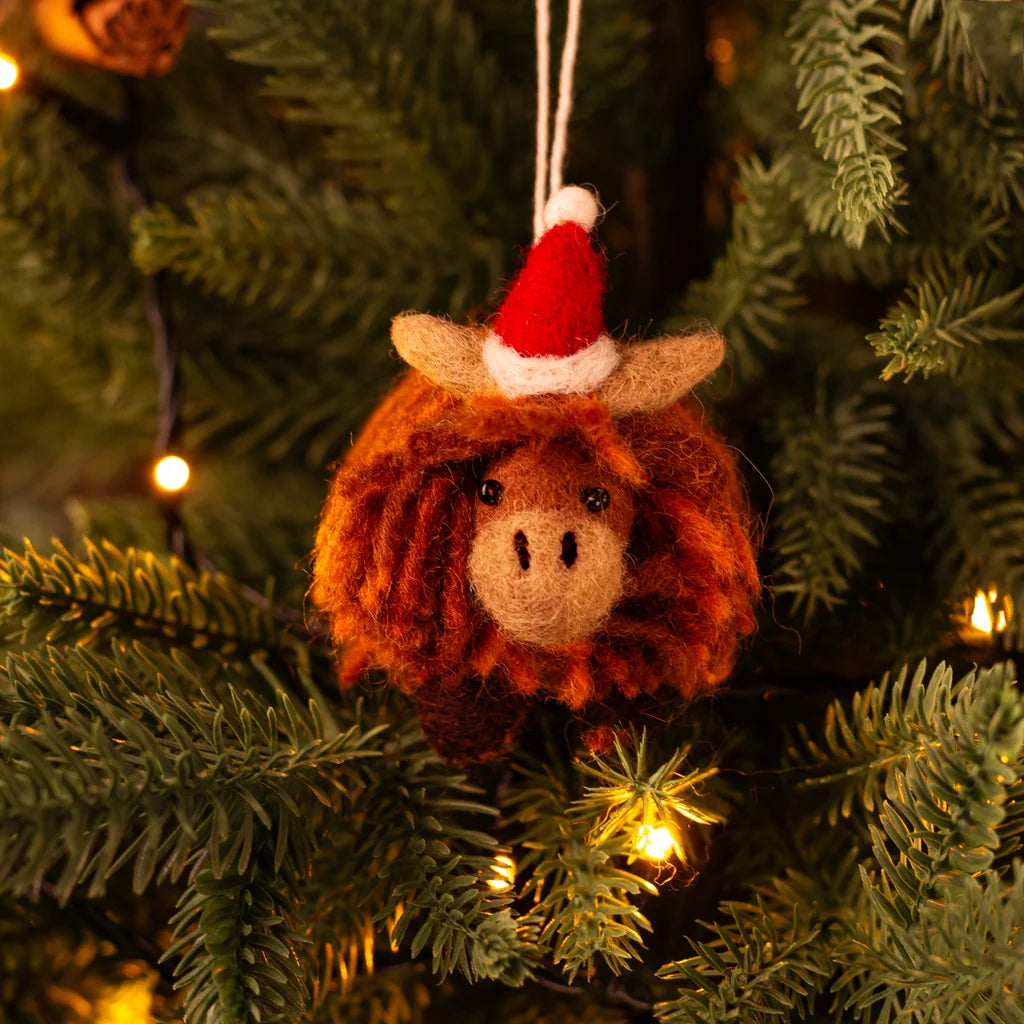 Felt Decoration - Christmas Highland Cow