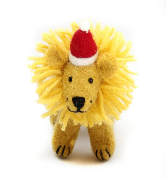 Felt Decoration - Lion in Christmas Hat