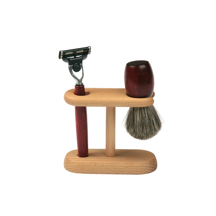 Beechwood Shaving Brush & Razor Stand