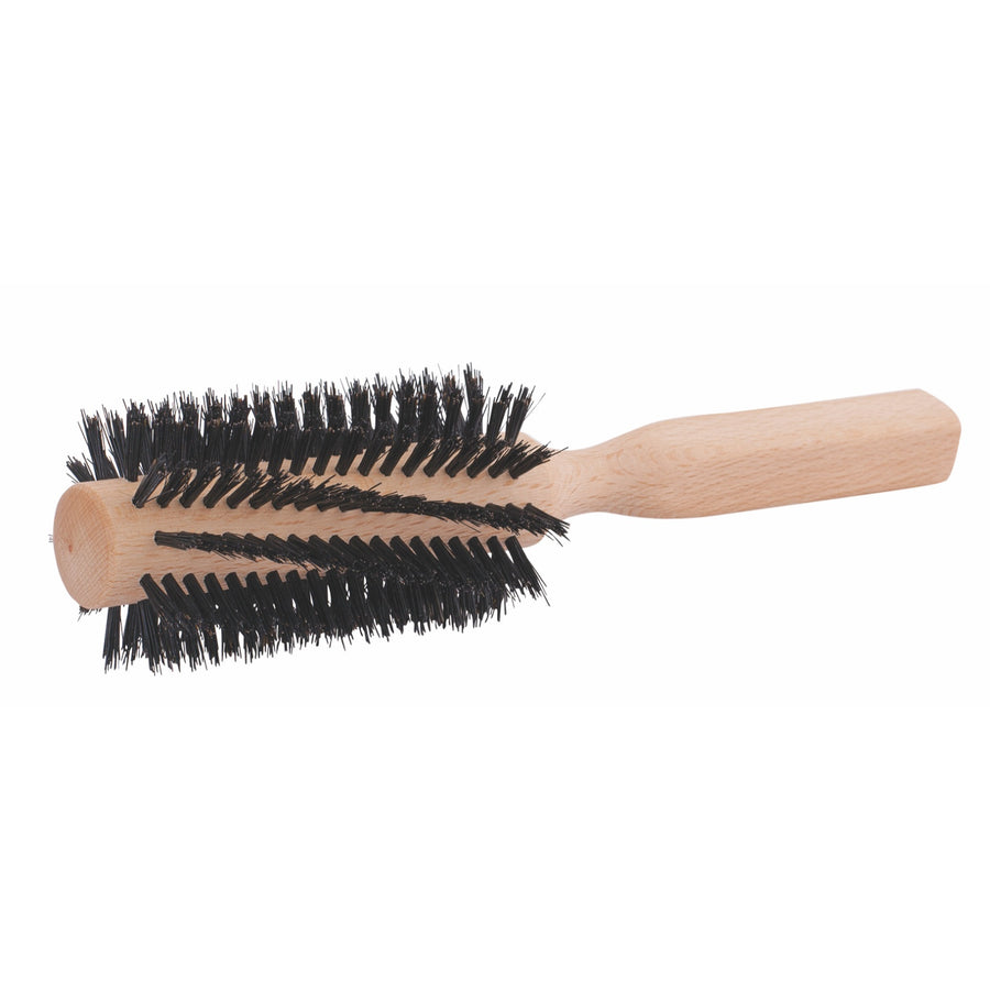 Beechwood Hairbrush, Wide Round with Black Bristle