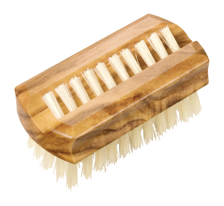 Travel Nail Brush in Olive Wood with Bristle