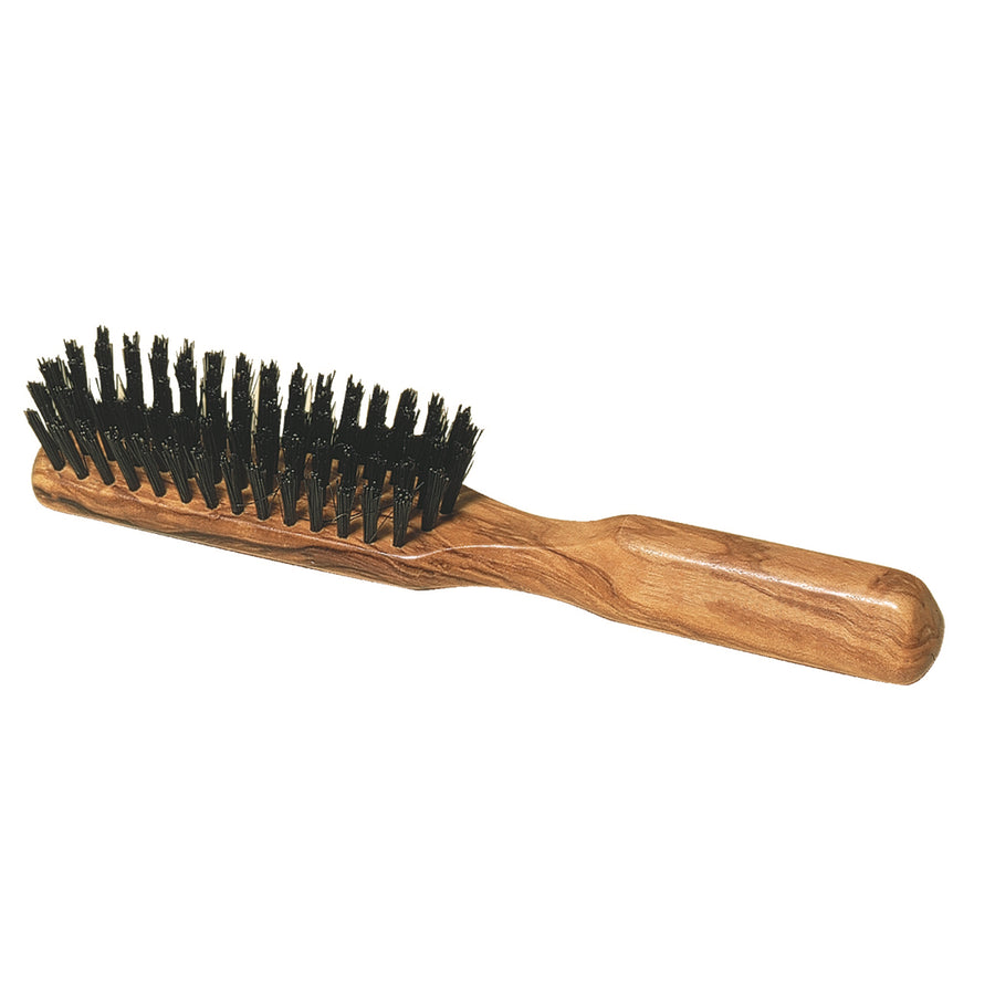 Olive Wood Hairbrush, Long with Black Bristle