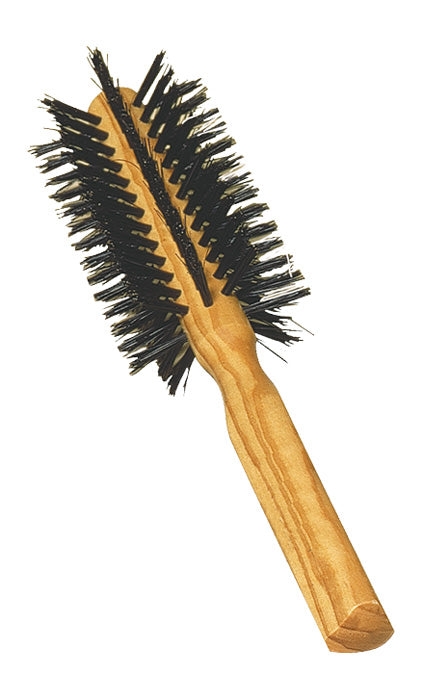 Wooden Hairbrush, Round, Olive Wood, Bristle