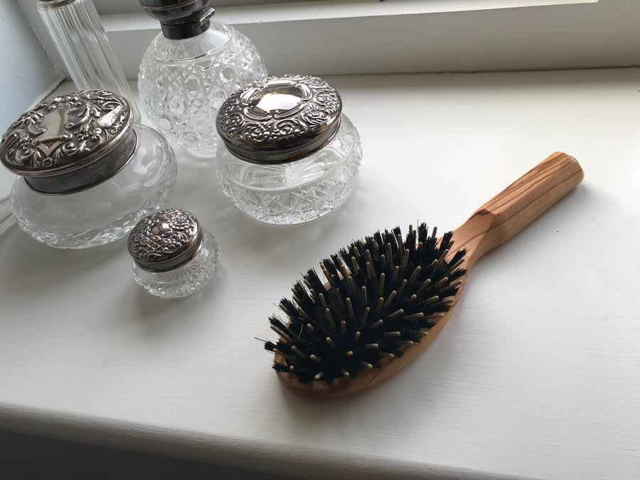 Olive Wood Hairbrush with Maple Pins & Bristle