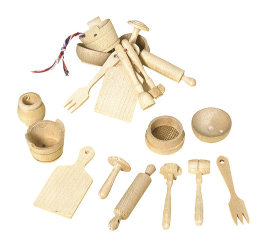 Wooden Miniatures Set - 10 Pieces
