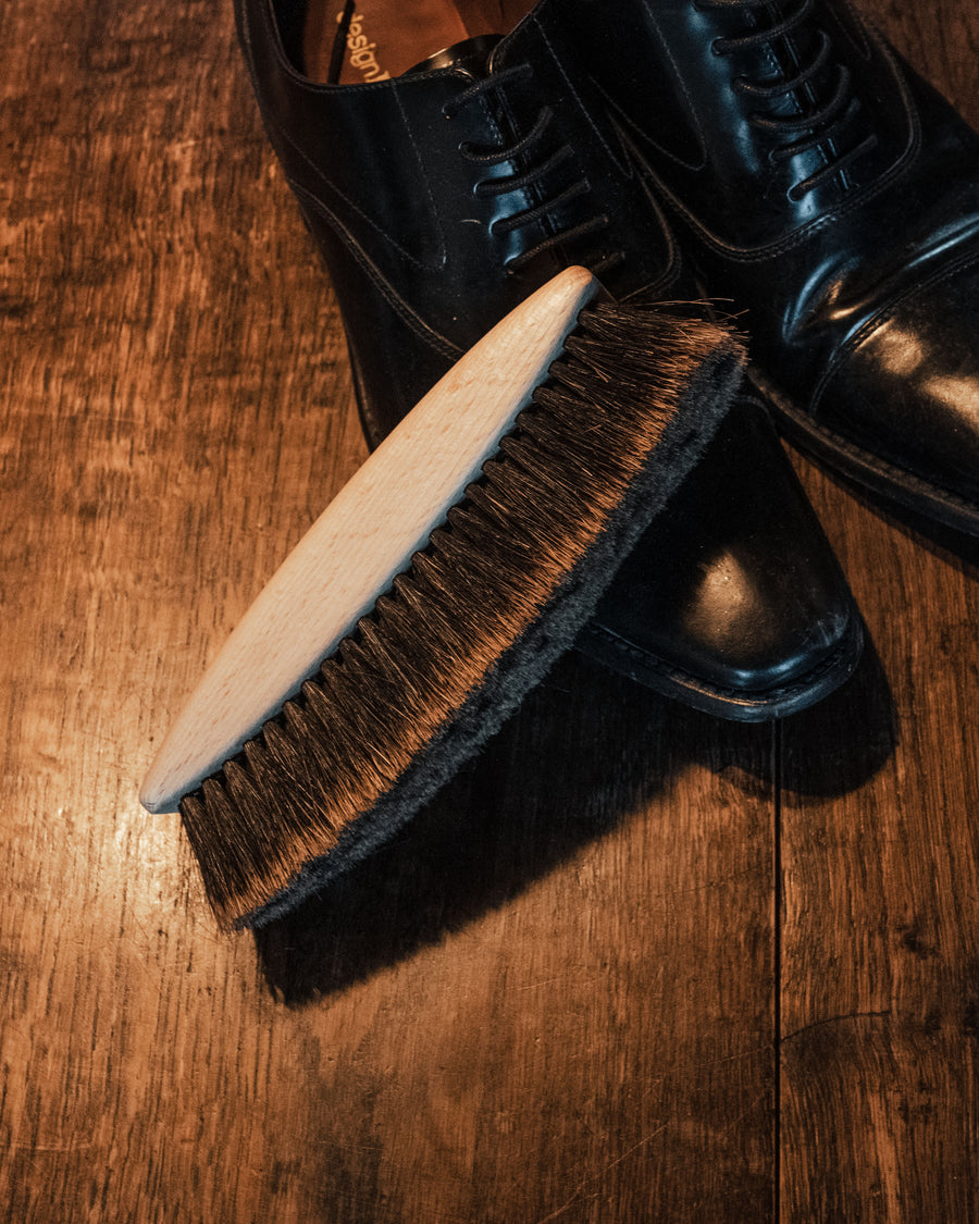Shoe Shine Brush with Split Horsehair - Large