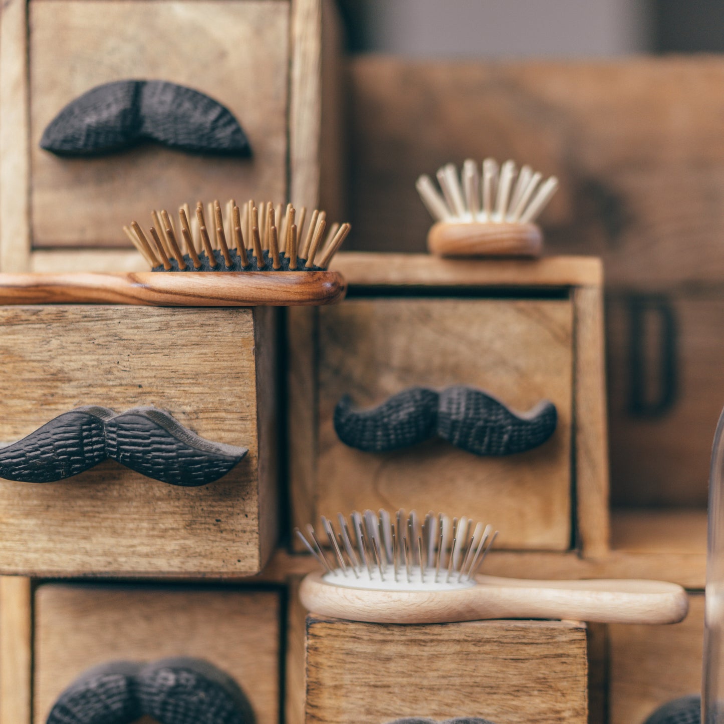 Olive Wood Hairbrush, Pocket-size, with Walnut Pins