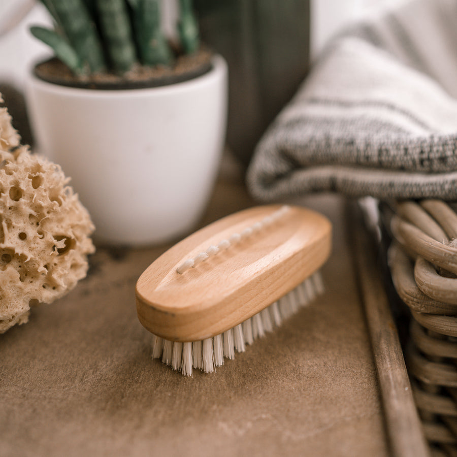 Oval Nail Brush with Waxed Beechwood & Light Bristle
