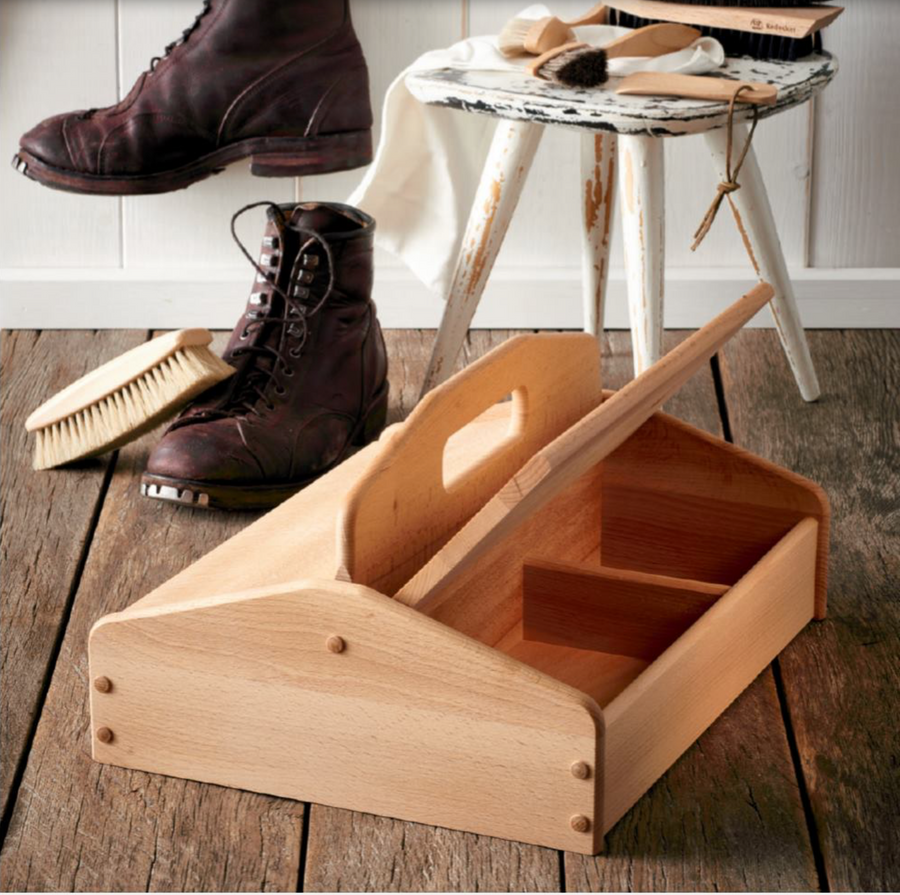 Shoe Cleaning Box With Lid, Beechwood