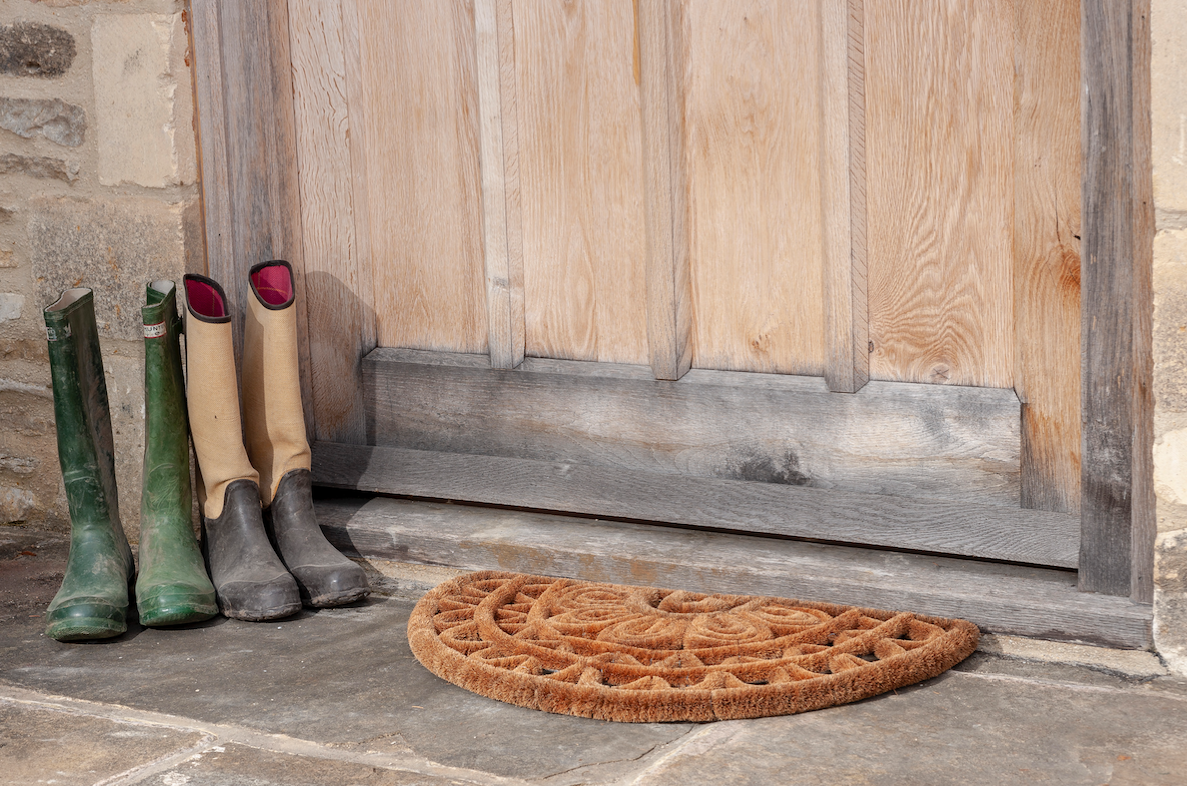 Doormat with Coconut Fibre - Half Moon & Floral Design