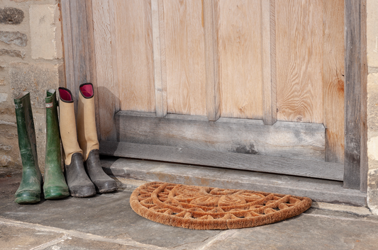 Doormat with Coconut Fibre - Half Moon & Floral Design